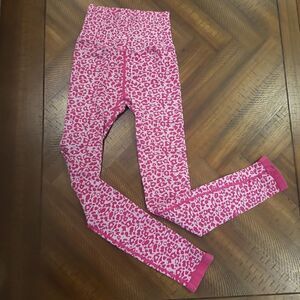 Free People Barbie Pink Leopard Leggings Ribbed XS NWOT